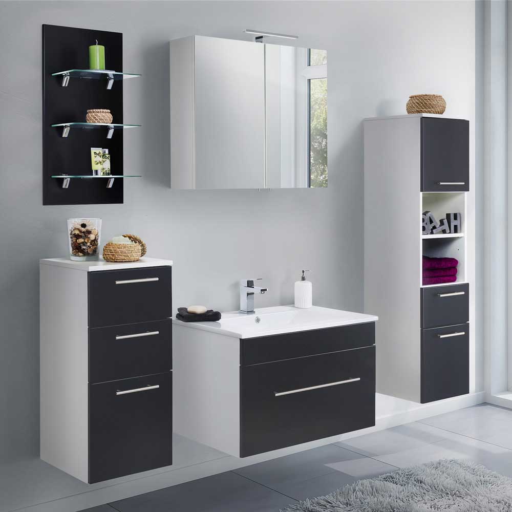 Schwarz-weiße Badezimmer Möbel Set - Arturia (fünfteilig)