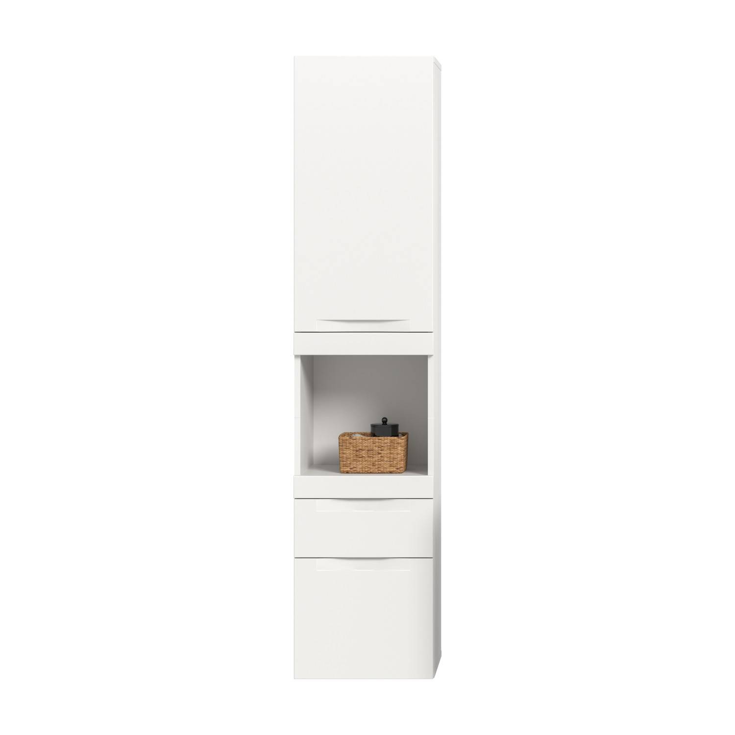 Weißer Badezimmer Hochschrank mit Griffmulden - Bruna