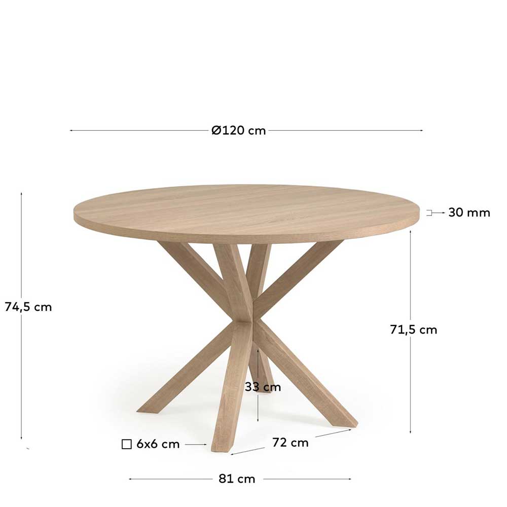 Holzoptik Küchentisch mit runder Tischplatte - Karst
