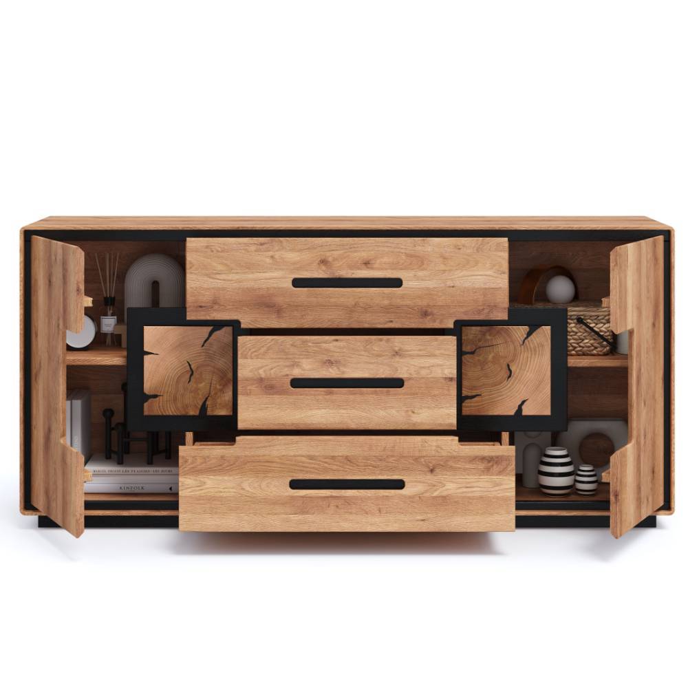 Sideboard in Wildeiche mit Schwarz - Shipper
