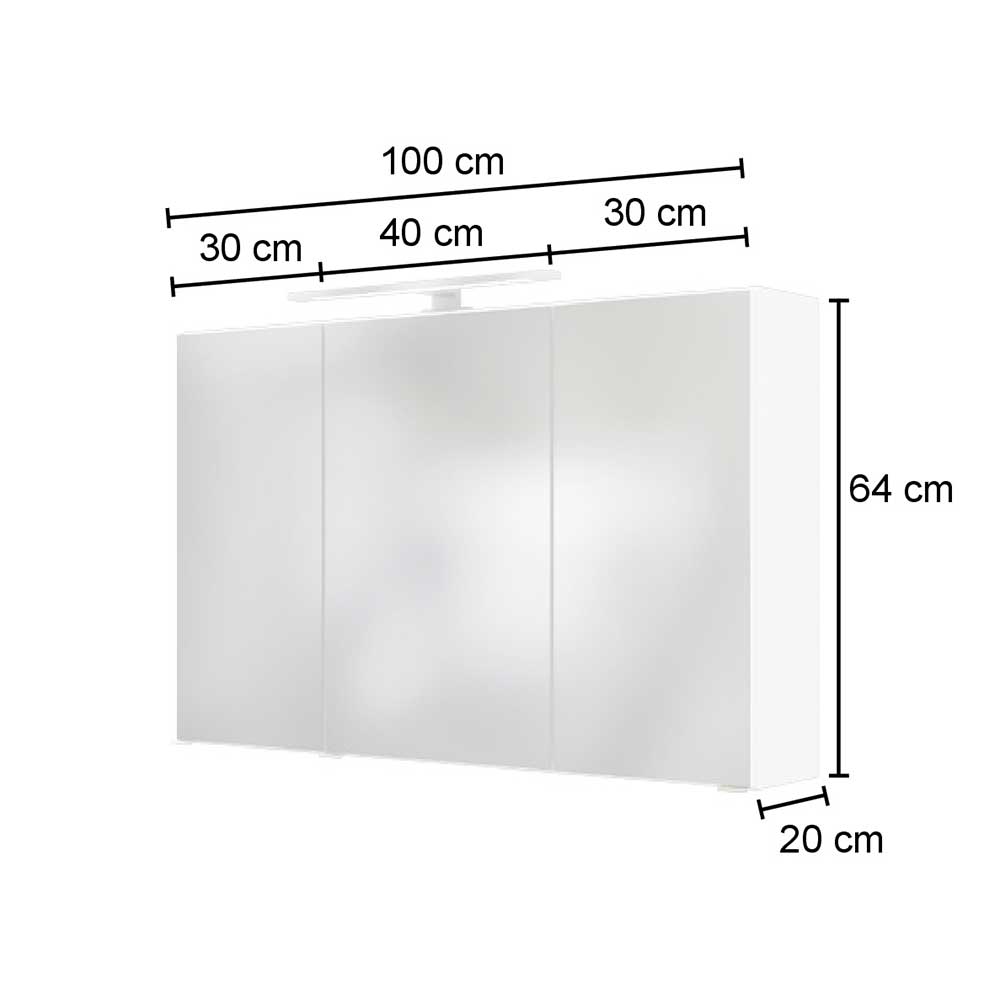 Weißer Spiegelschrank in 60 & 80 & 100 cm - Asticla