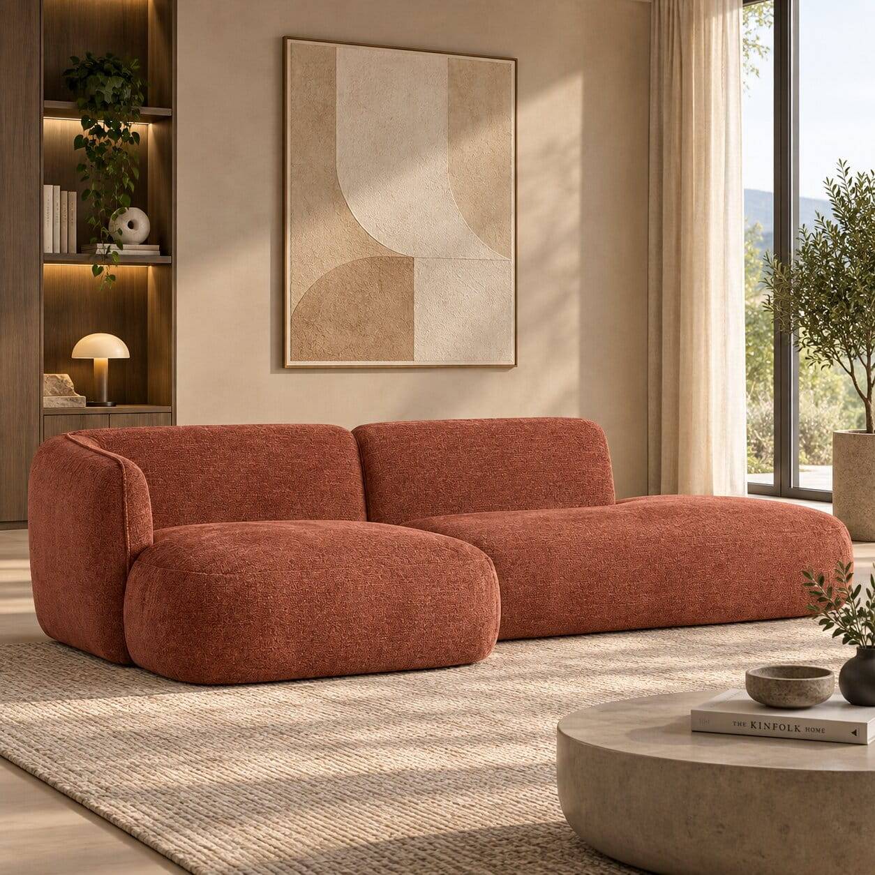 Stoff Eckcouch in Rosa - Gachi