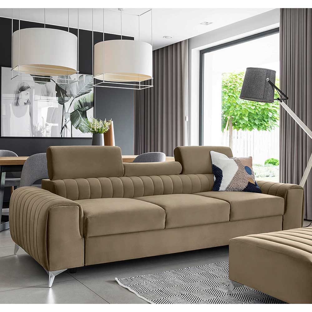 Federkern Funktionssofa in Beige - Yanitas