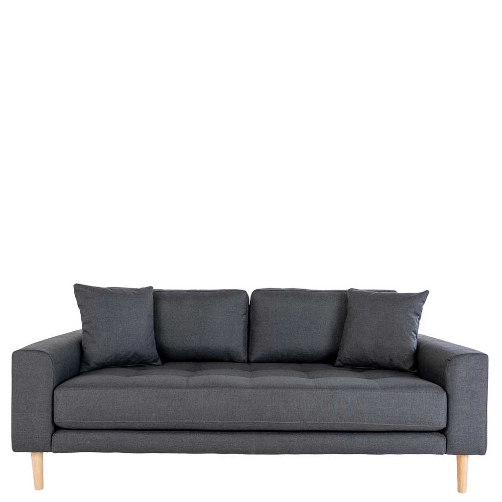 Wohnzimmer Couch in Dunkelgrau Webstoff - Vallino