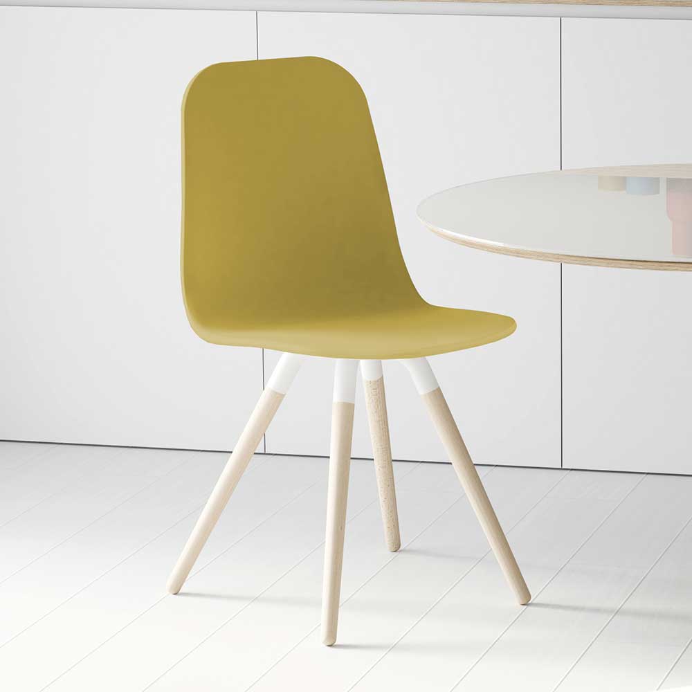 Eleganter Küchenstuhl in Gelb lackiert - Eliam