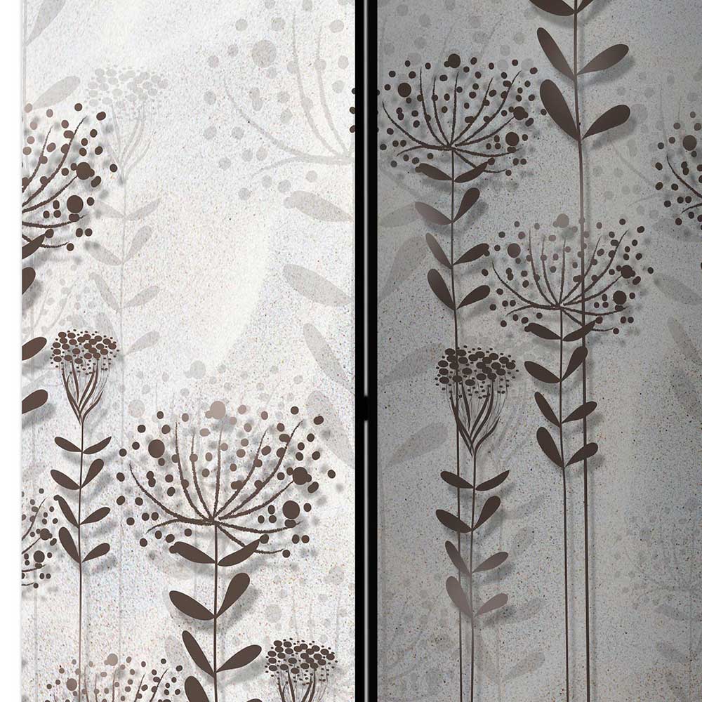 Monochrom bedruckter Paravent mit floralem Motiv - Stepana