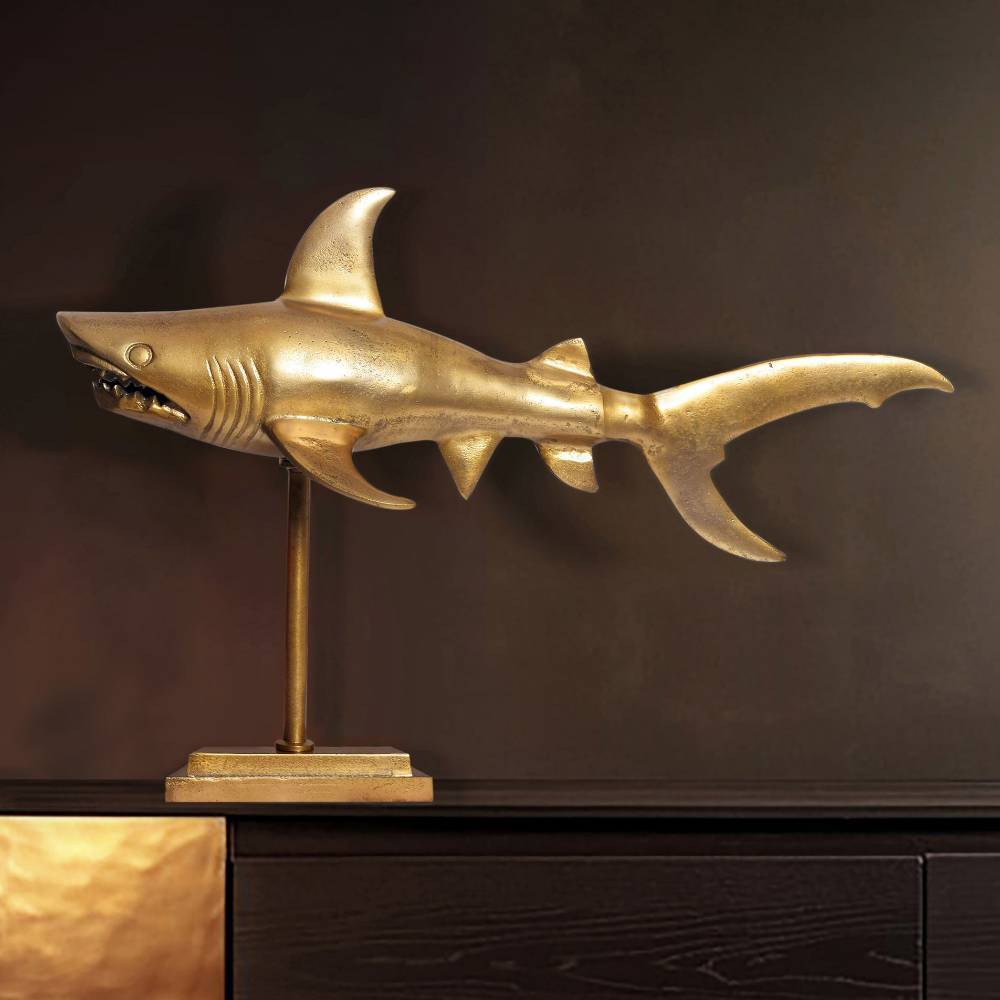 Skulptur Haifisch in Gold - Estang