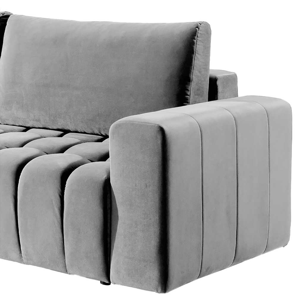 Klappcouch in Hellgrau Samtbezug - Grosky