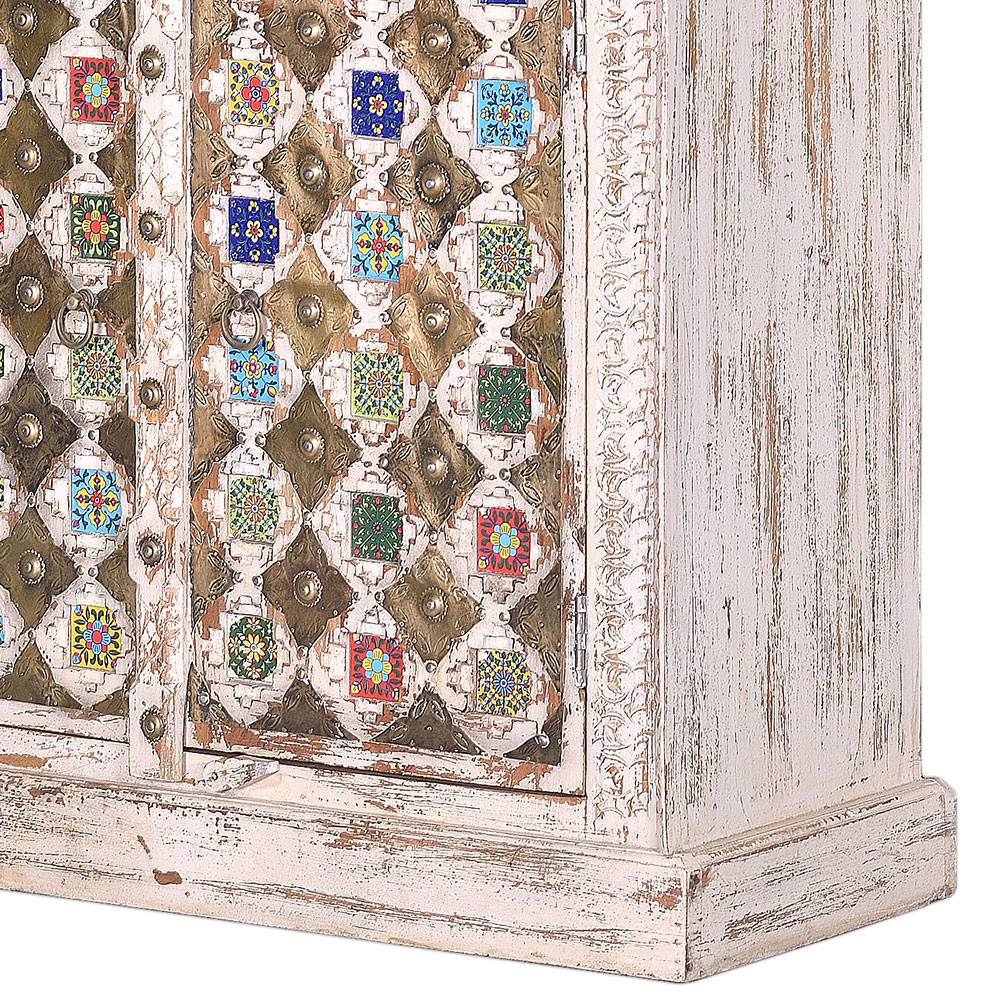 Shabby Chic Wohnzimmerschrank in Antikweiß - Mirell