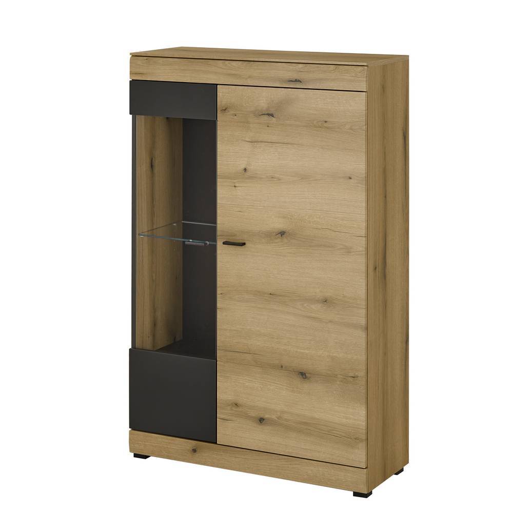 Highboard mit Glaseinsatz in Eiche Optik - Addara