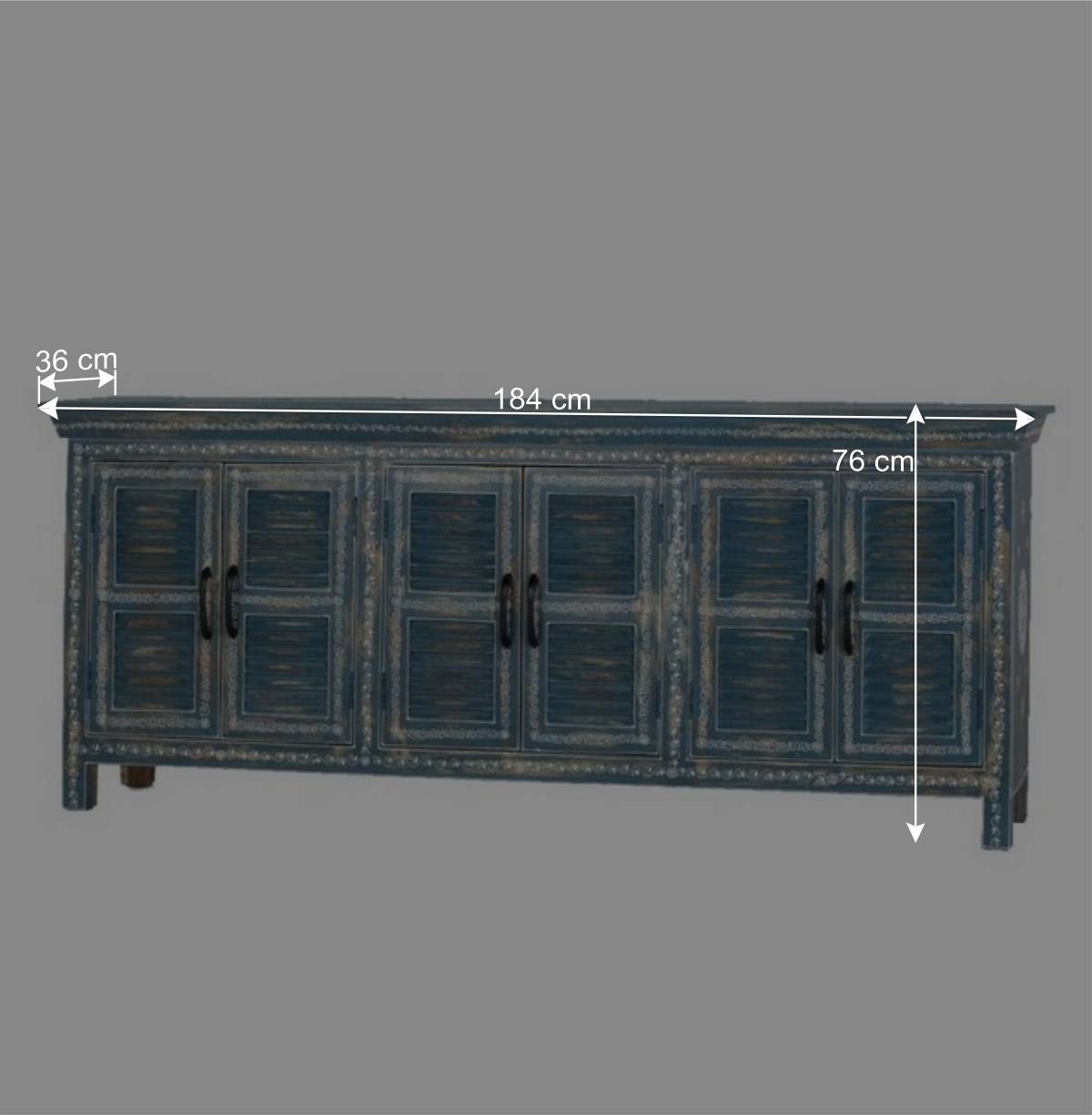 6-türiges Sideboard in Blau - Enrossino