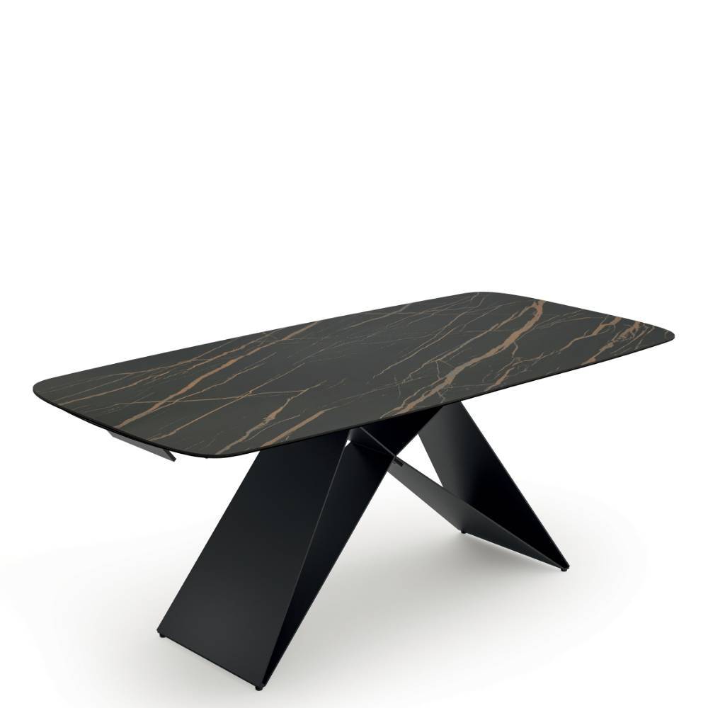 Design-Kulissentisch in Schwarz Braun Marmoroptik - Dirava
