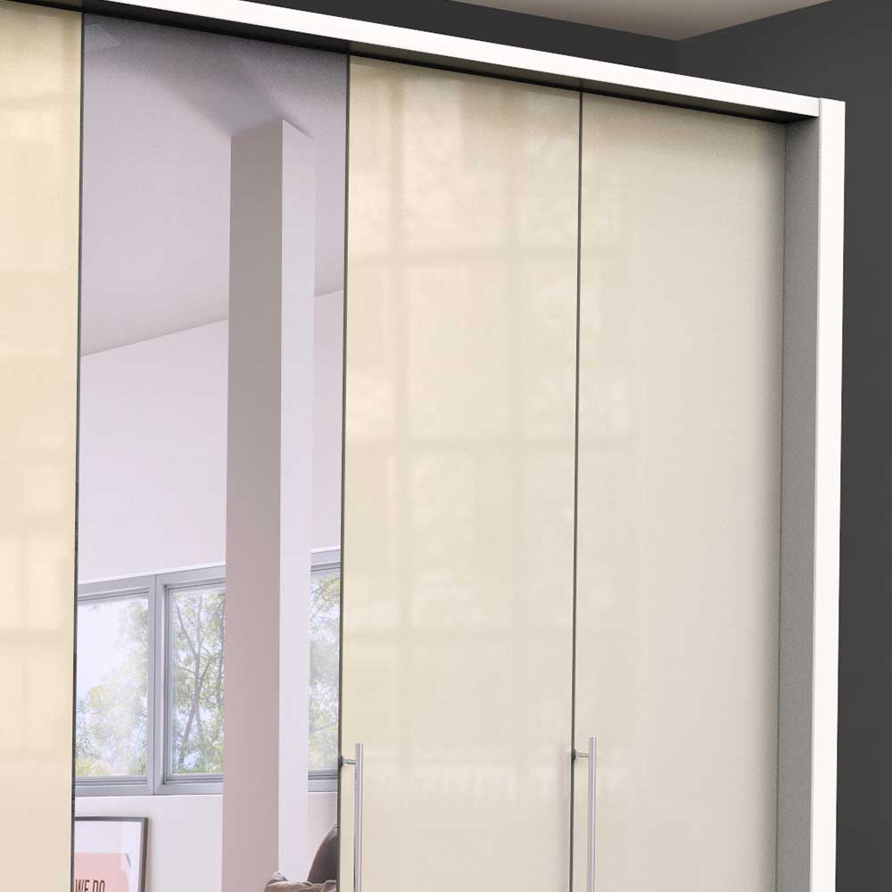 Schlafraum Schrank mit Falttüren Glas Creme - Zidarie