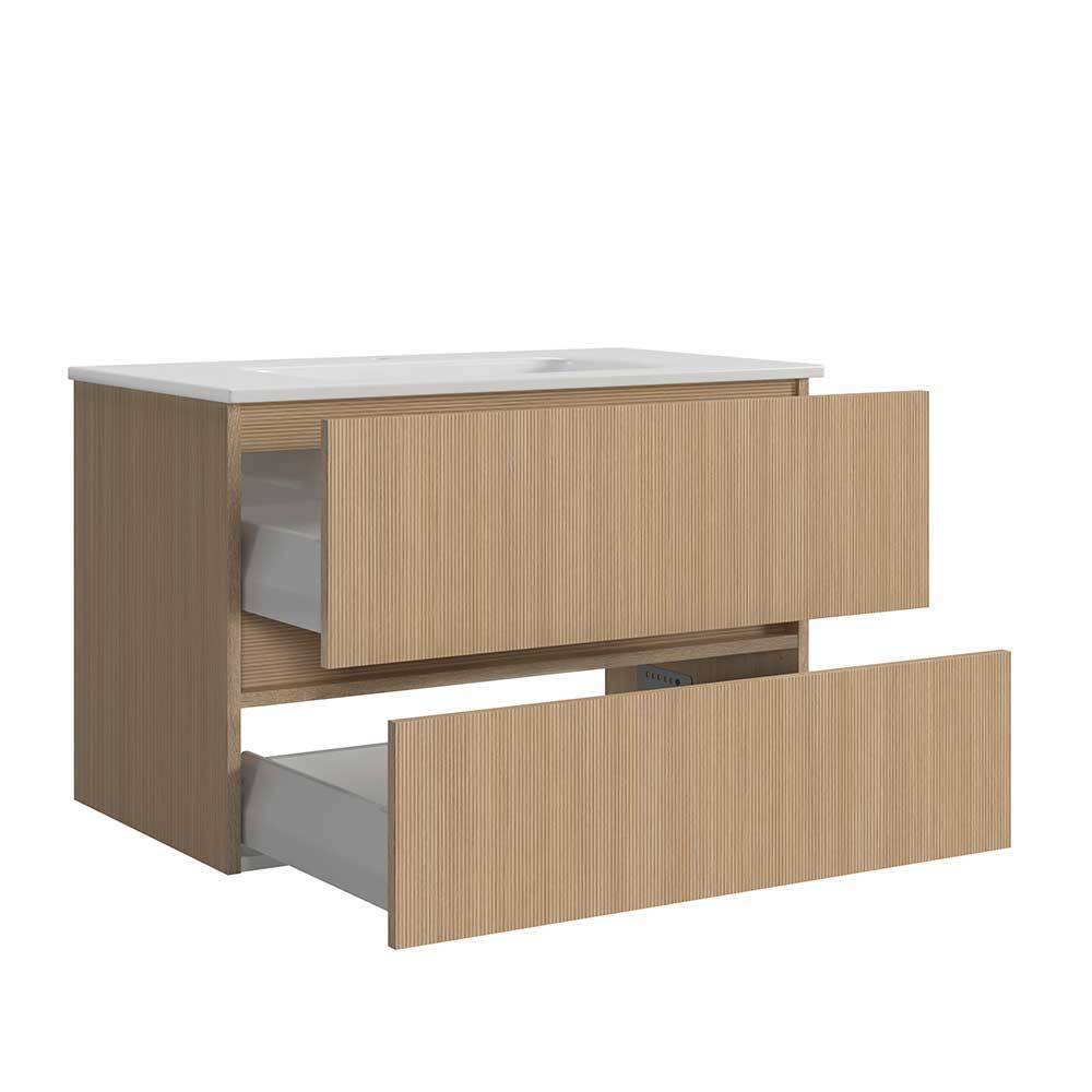 Waschkommode und Spiegelschrank Set - Vibulam (zweiteilig)