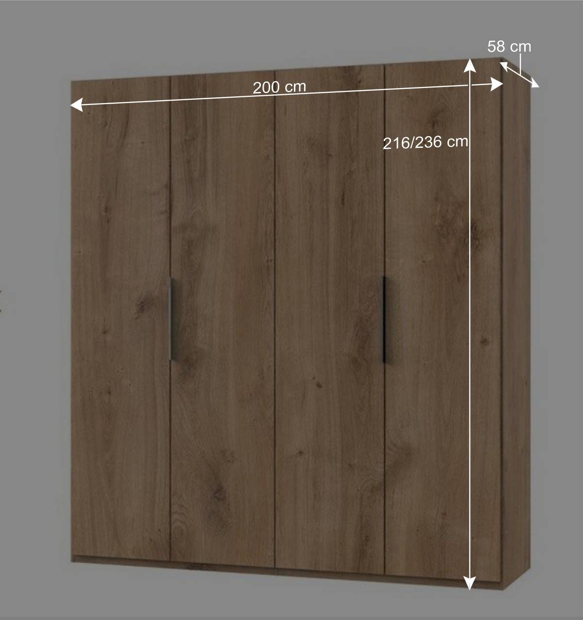 4-türiger Kleiderschrank im Holz Look - Dagidoyo