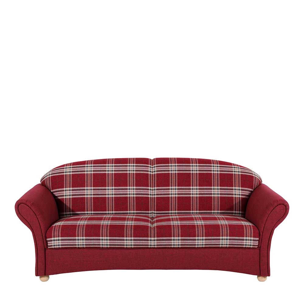 Landhaus Sofa in Rot mit Karomuster - Lyatea