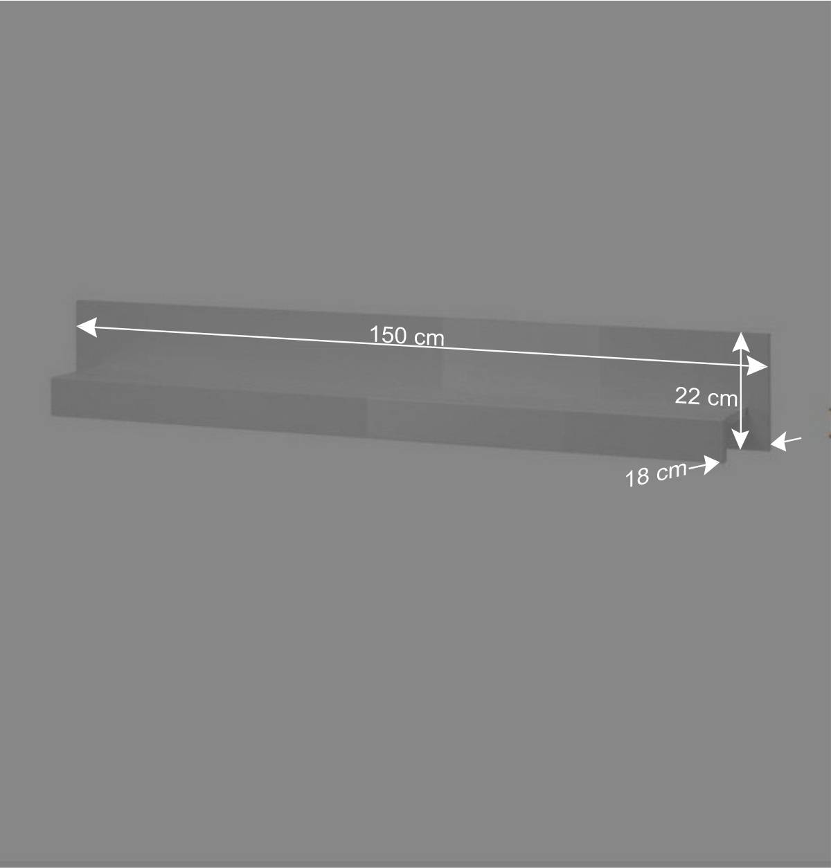 TV Wand in Weiß Hochglanz Mextra mit Dekor Beton Optik (vierteilig)