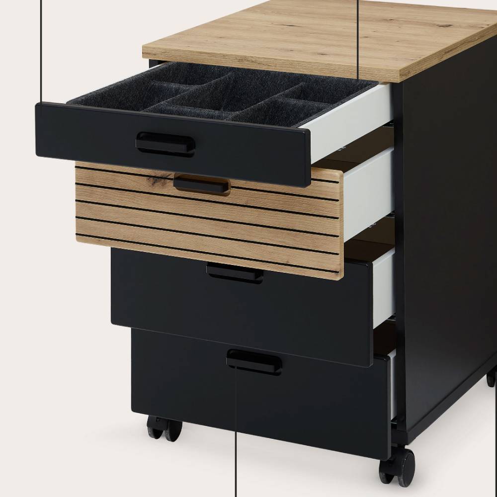 Schreibtisch Rollcontainer in Schwarz - Arama