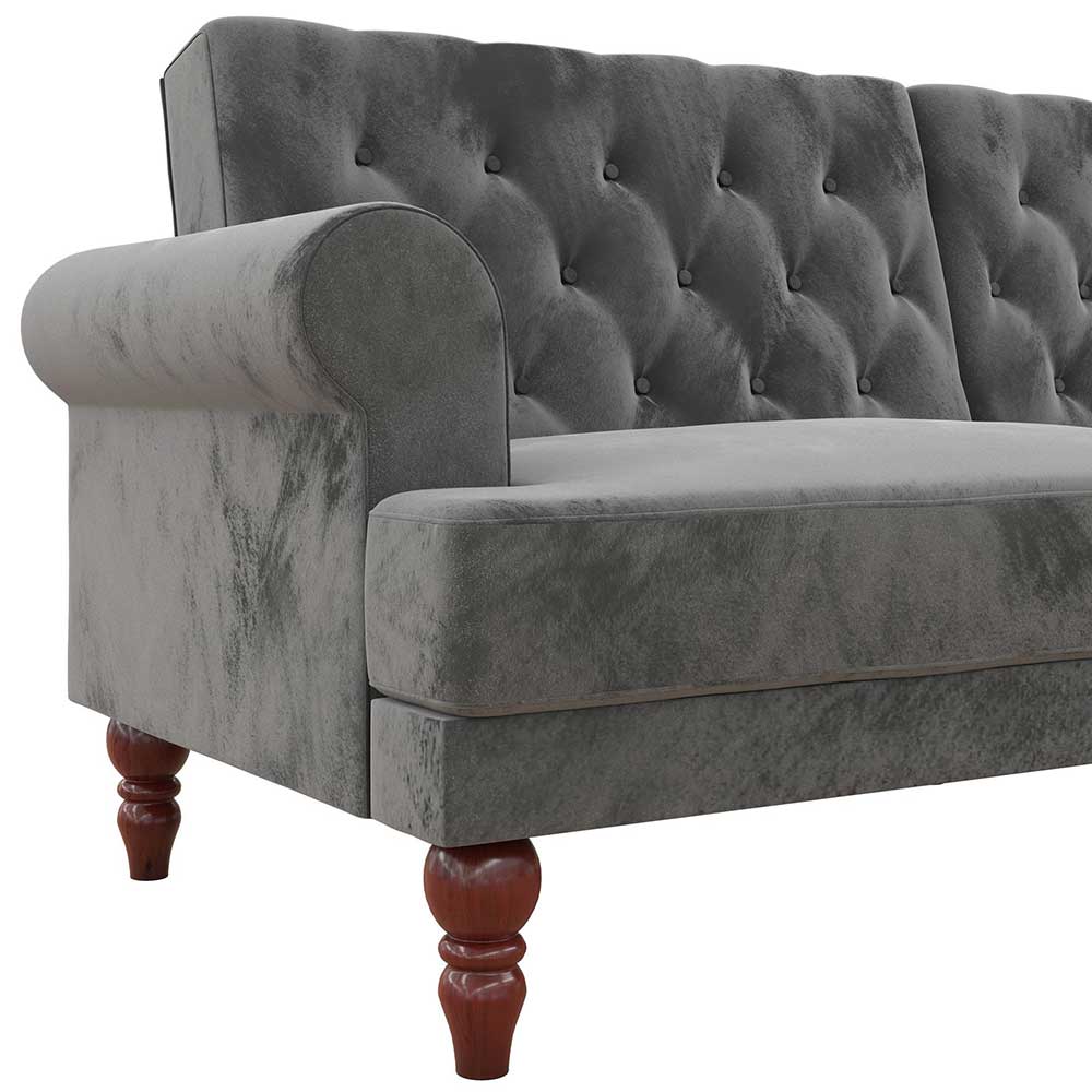 Vintage Style Couch in Grau Samtbezug - Limoncito