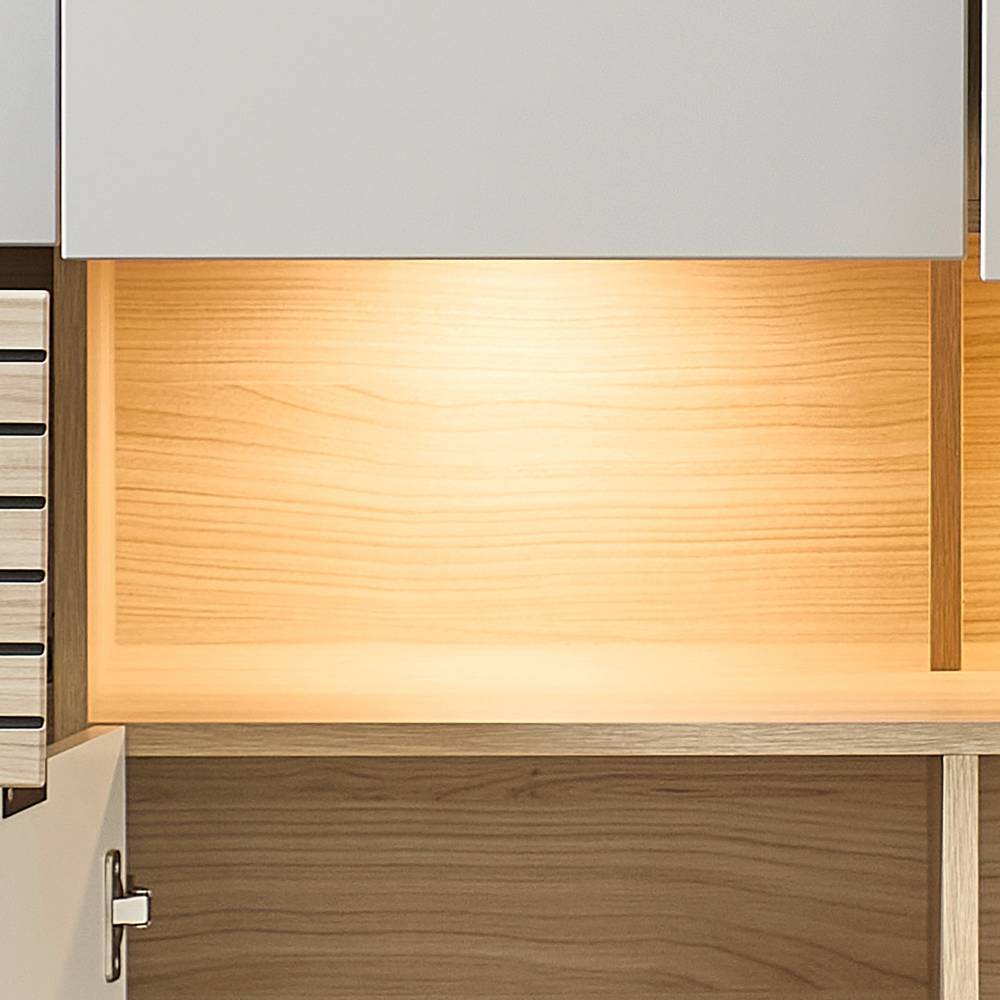 Breites Highboard in Hellgrau und Eiche Hell - Rovigo