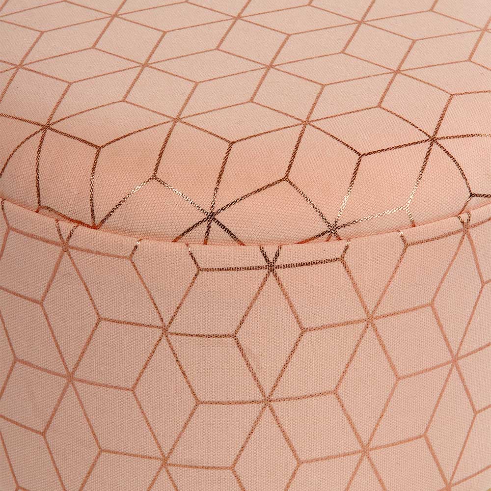 Polsterhocker in Rosa mit Gold Muster geometrisch - Scandrec