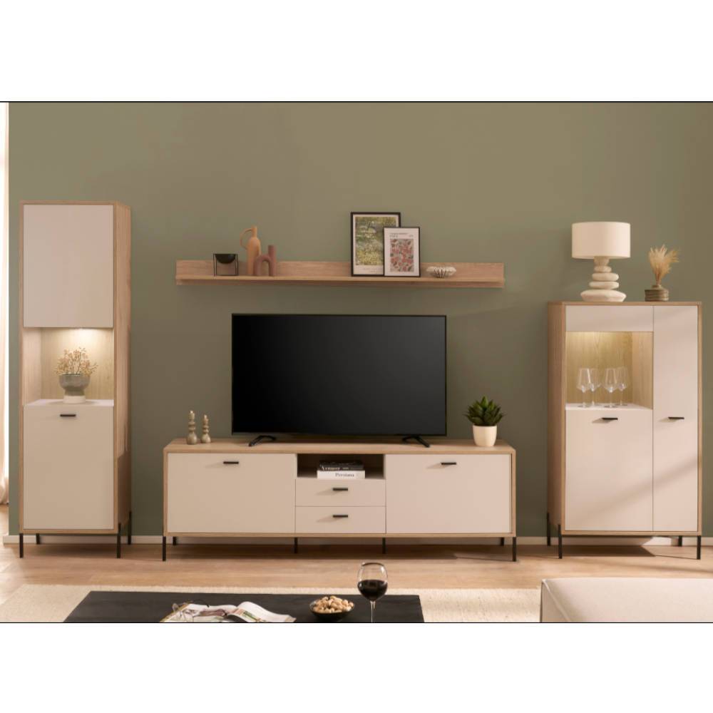 Wohnzimmer TV Anbauwand in Beige - Dasanti (vierteilig)