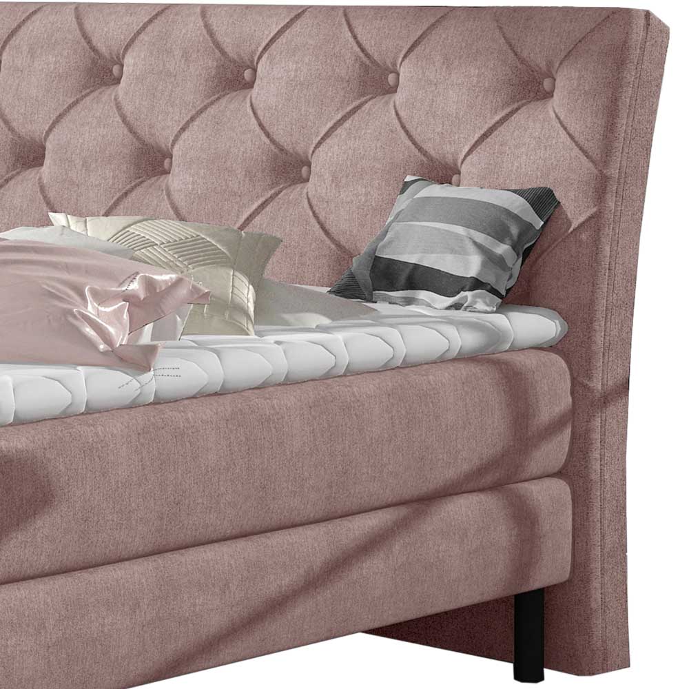 Chesterfield Stoffbett in Hellrosa - Askola