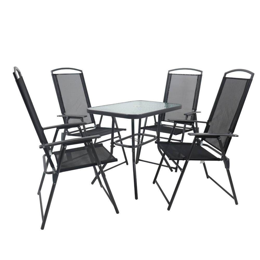 Garten Tischgruppe mit Klappstühlen - Alcamo (fünfteilig)