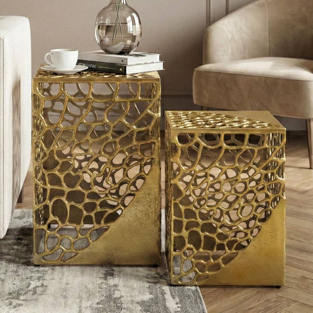 Beistelltisch Duo in Goldfarben - Ortensia (zweiteilig)