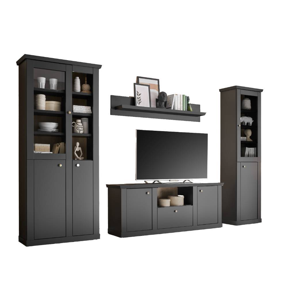 Modern Country TV Anbauwand Set - Lulumo (vierteilig)