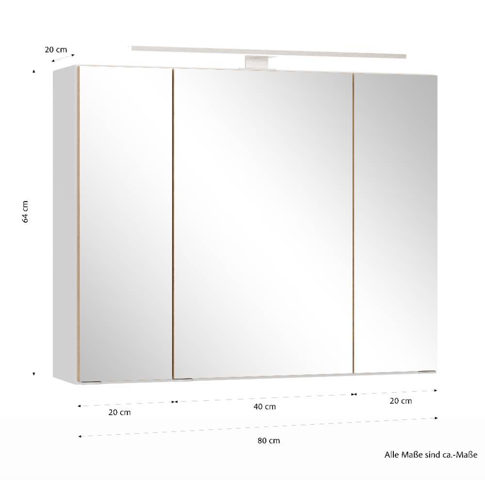 80cm Bad-Spiegelschrank in Mattweiß - Yvonja