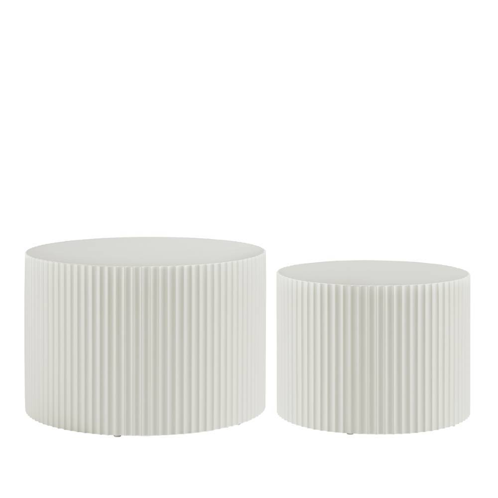 Couchtisch Duo in mattem Naturweiß - Flarinca (zweiteilig)