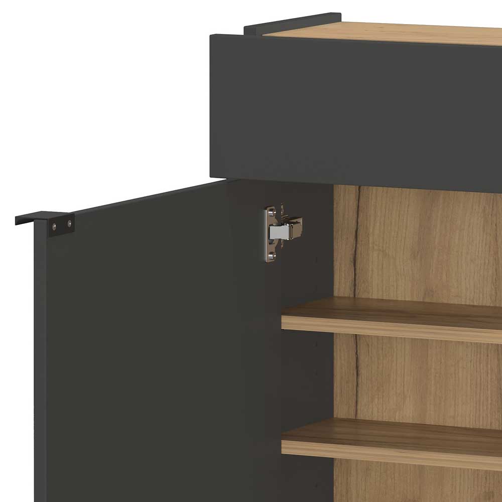 22 cm tiefer Dielenschrank in Dunkelgrau - Sidgarus