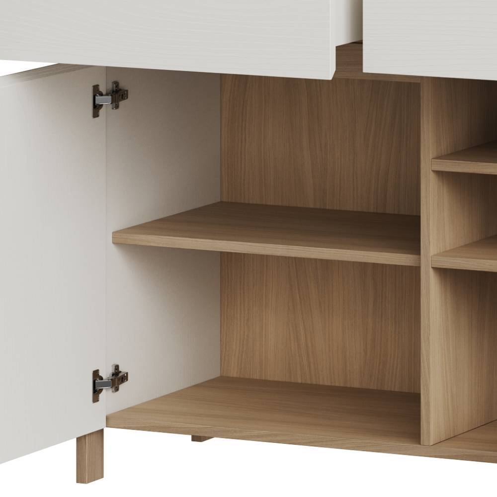 Skandi Sideboard in Weiß und Eiche Dekor - Ovidio