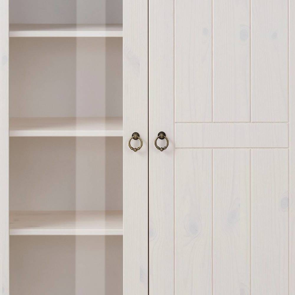 Highboard Vitrine in Weiß und Kiefer Honig - Zentra