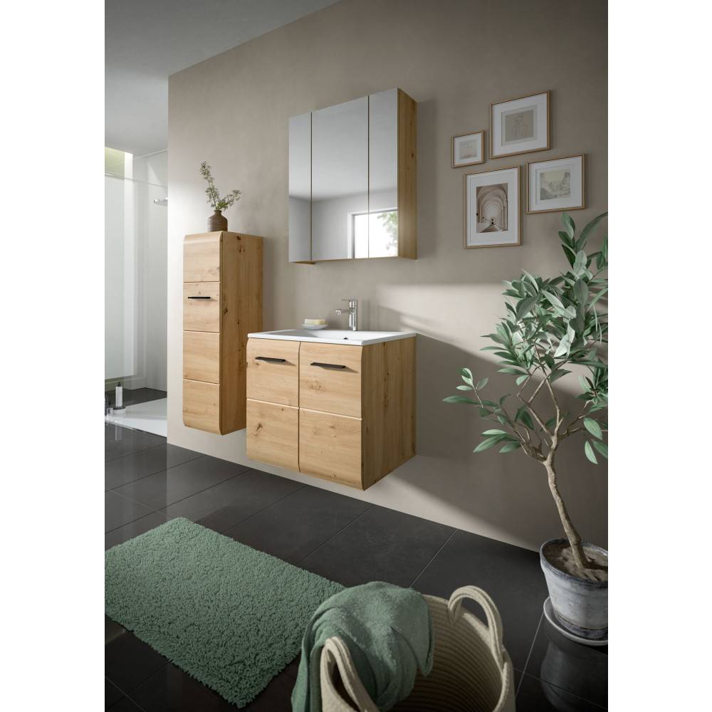 Helles Badezimmer Waschplatz Set mit Spiegelschrank, Waschtischunterschrank und Hochschrank – Canopus