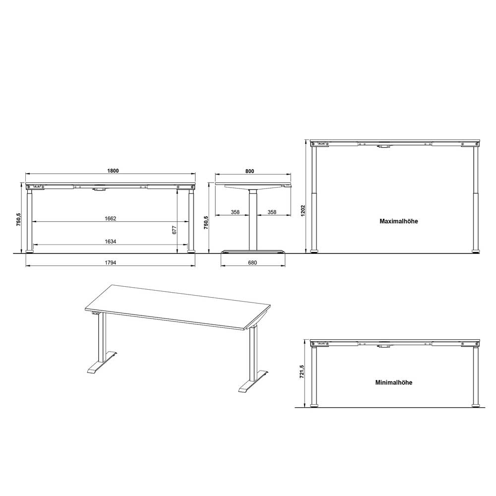 Elektrisch verstellbarer Bürotisch Set - Great (zweiteilig)