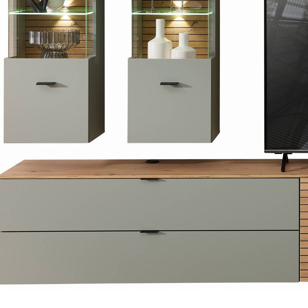 Wohnzimmermöbel Anbauwand Set - Halimi (siebenteilig)
