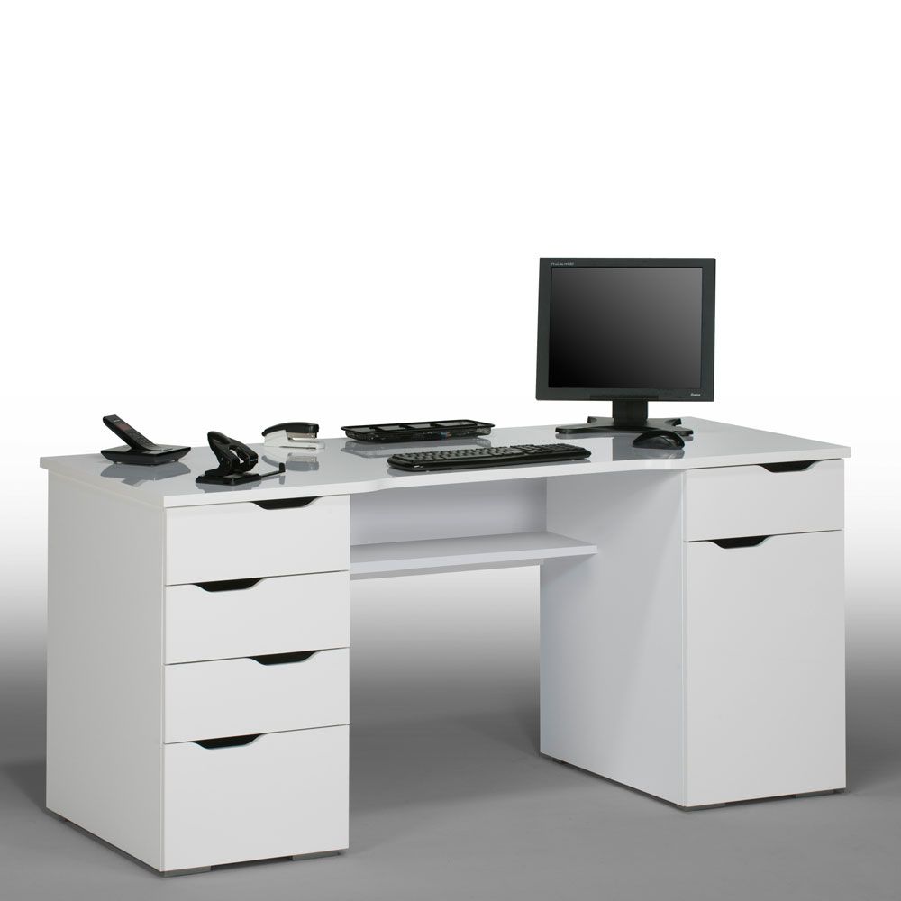 Schreibtisch Candela in Hochglanz Weiß