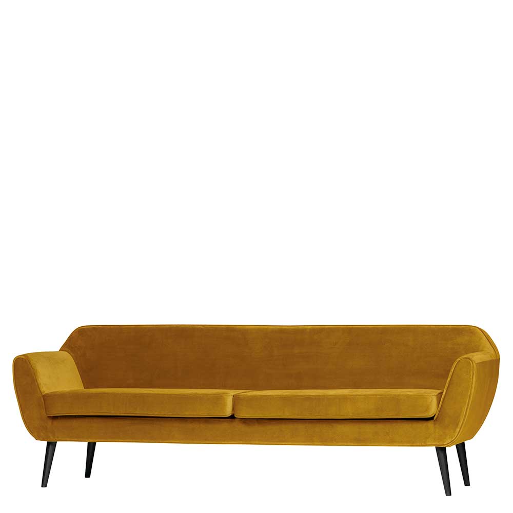 Retro Style 3er Sofa aus Samt Gelb - Ergonio
