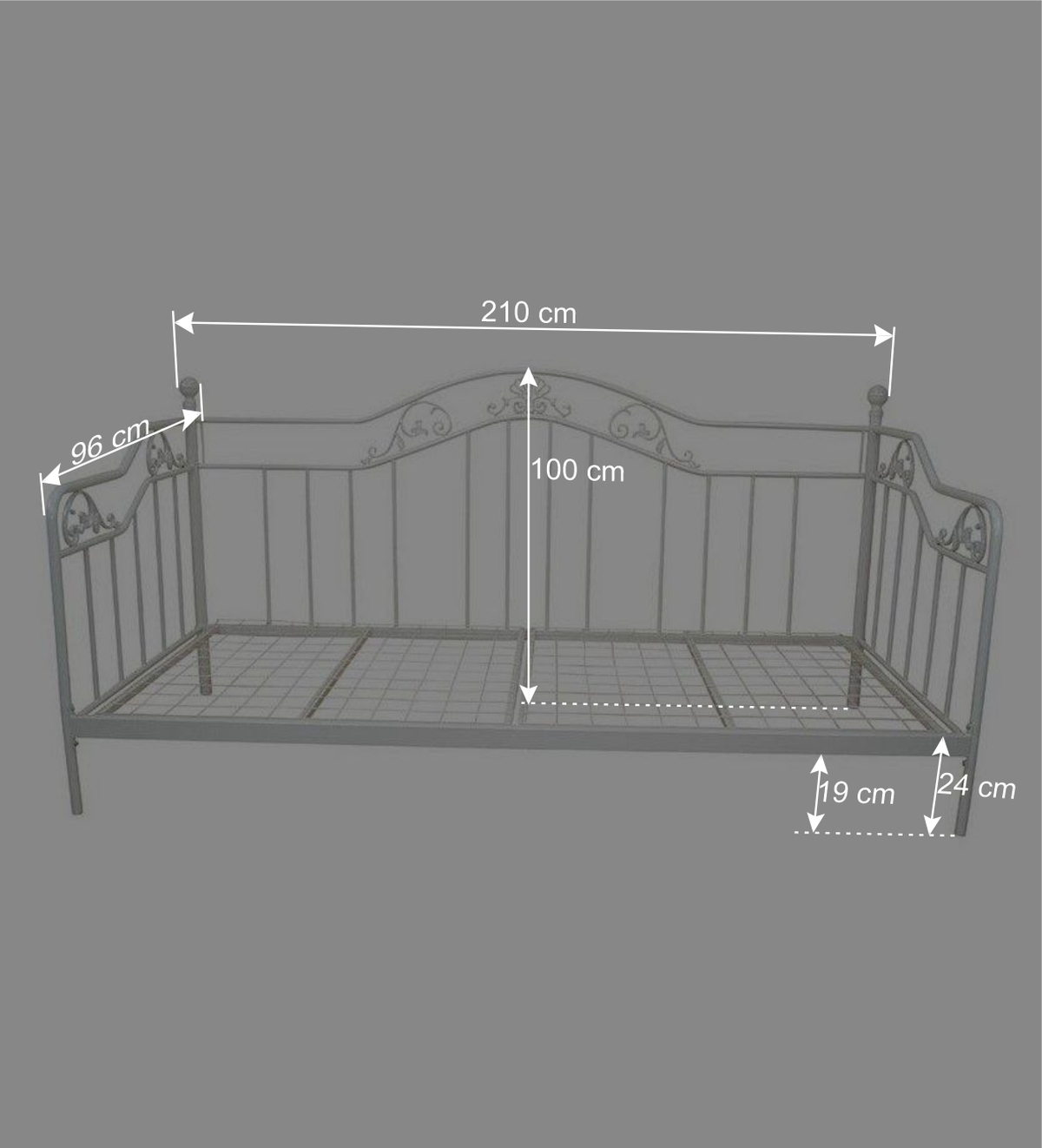 90x200 Metall Daybed in Weiß - Alberton