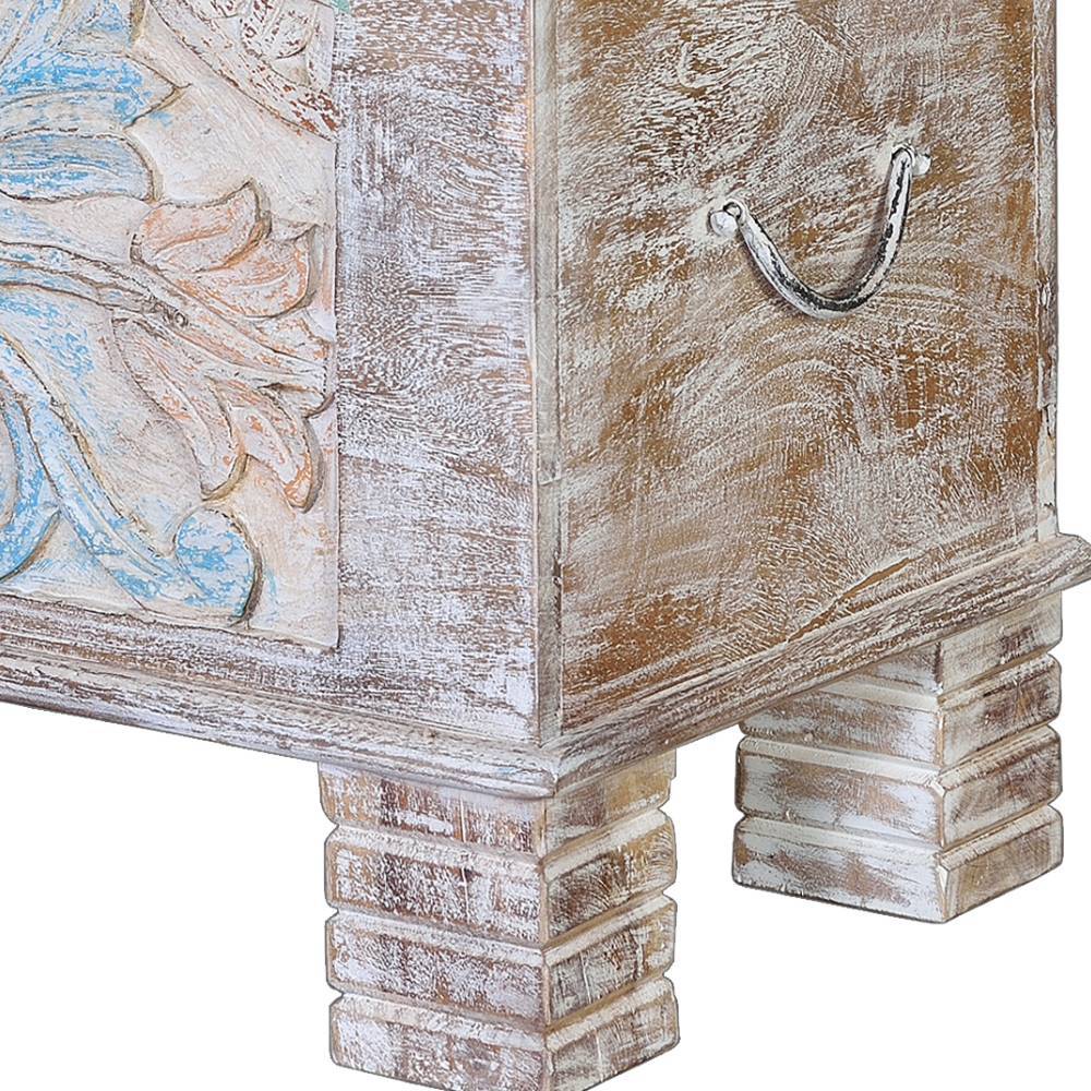 Massivholz Truhe in White Wash - Riconia