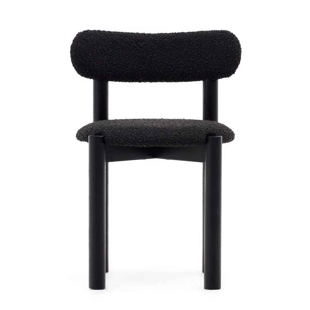 Schwarze Stühle aus Boucle und Eiche - Yocha (2er Set)