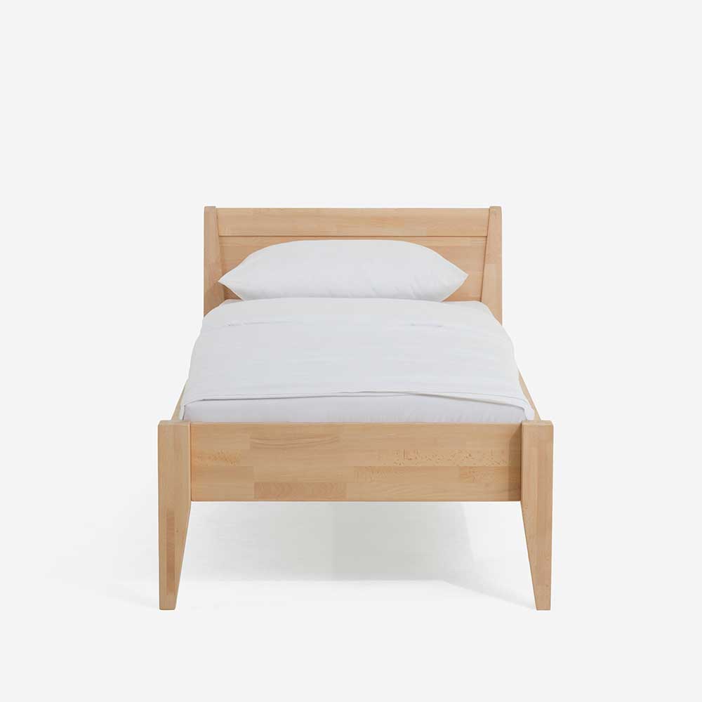 Helles Einzelbett aus geöltem Buchenholz mit schlichtem Design für das Schlafzimmer – Renia