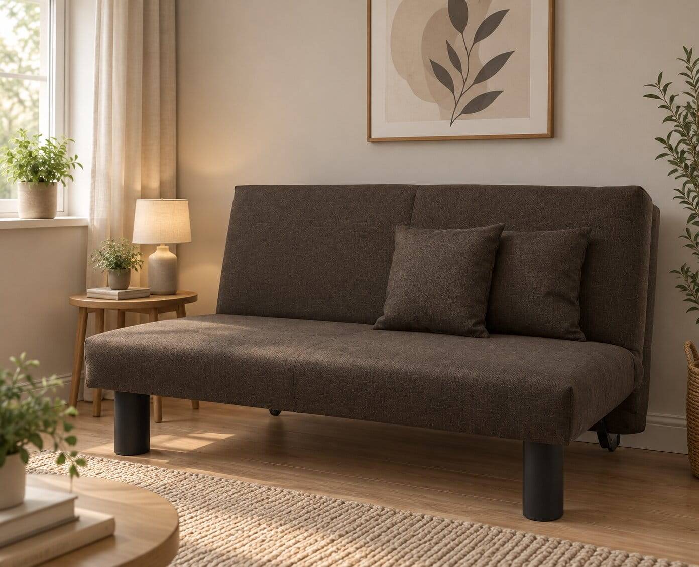 Sofa mit Bettfunktion in Braun mit Schwarz - Amor