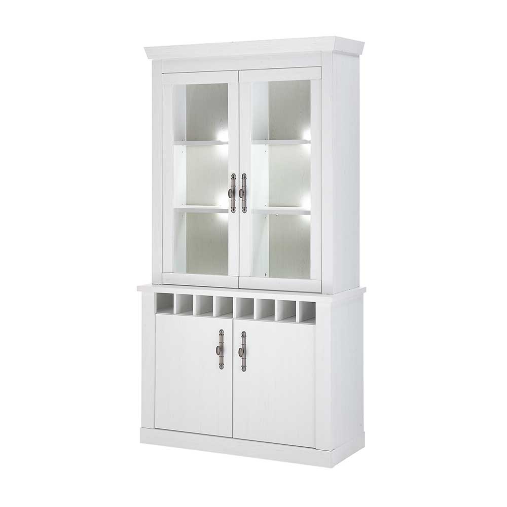 Buffet Vitrine in weißer Holzoptik Pinie - Liancos