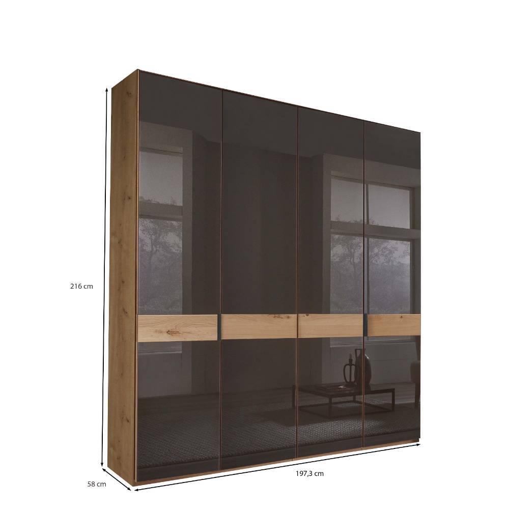 Teilmassiver Kleiderschrank mit Glas - Vutonia