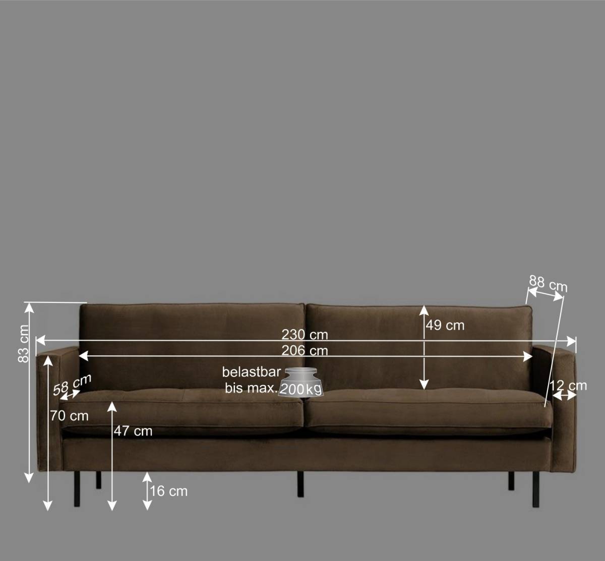 Samt Retrosofa in Honigfarben - Saguan