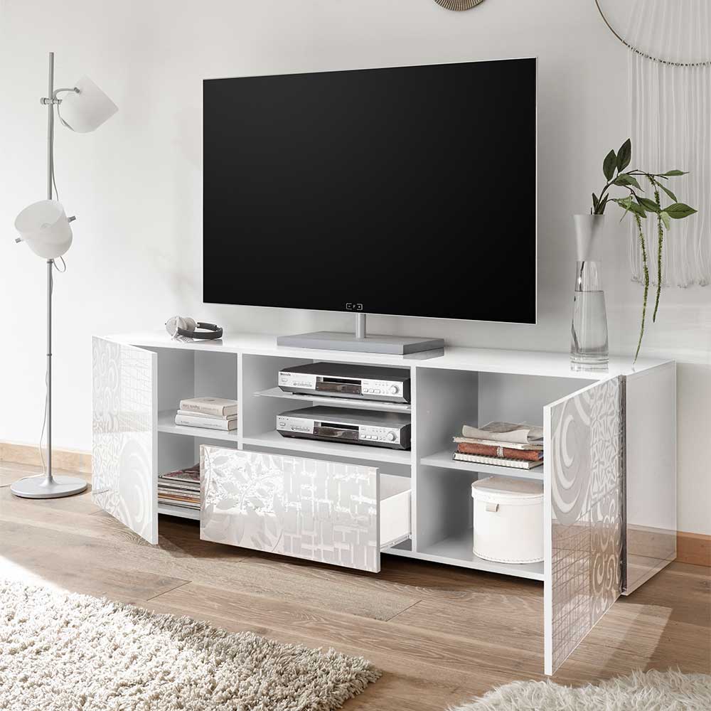 TV Board in Hochglänzend Weiß lackiert - Vascaub I
