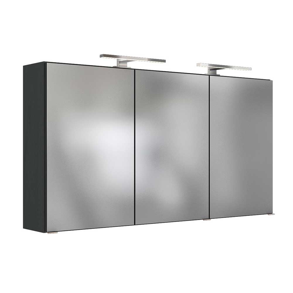 120cm breiter Badezimmer Spiegelschrank in Grau - Endely